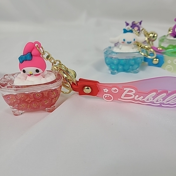 SANRIO 5 Keyring Glitter Bubble Bath Kuromi Hello Kitty My Melody Cinnamoroll - Picture 6 of 10